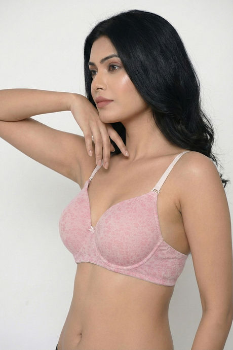 Zivame Padded Regular Wired 3/4th Coverage Tshirt Bra - Pink Lace Pattern — image 3